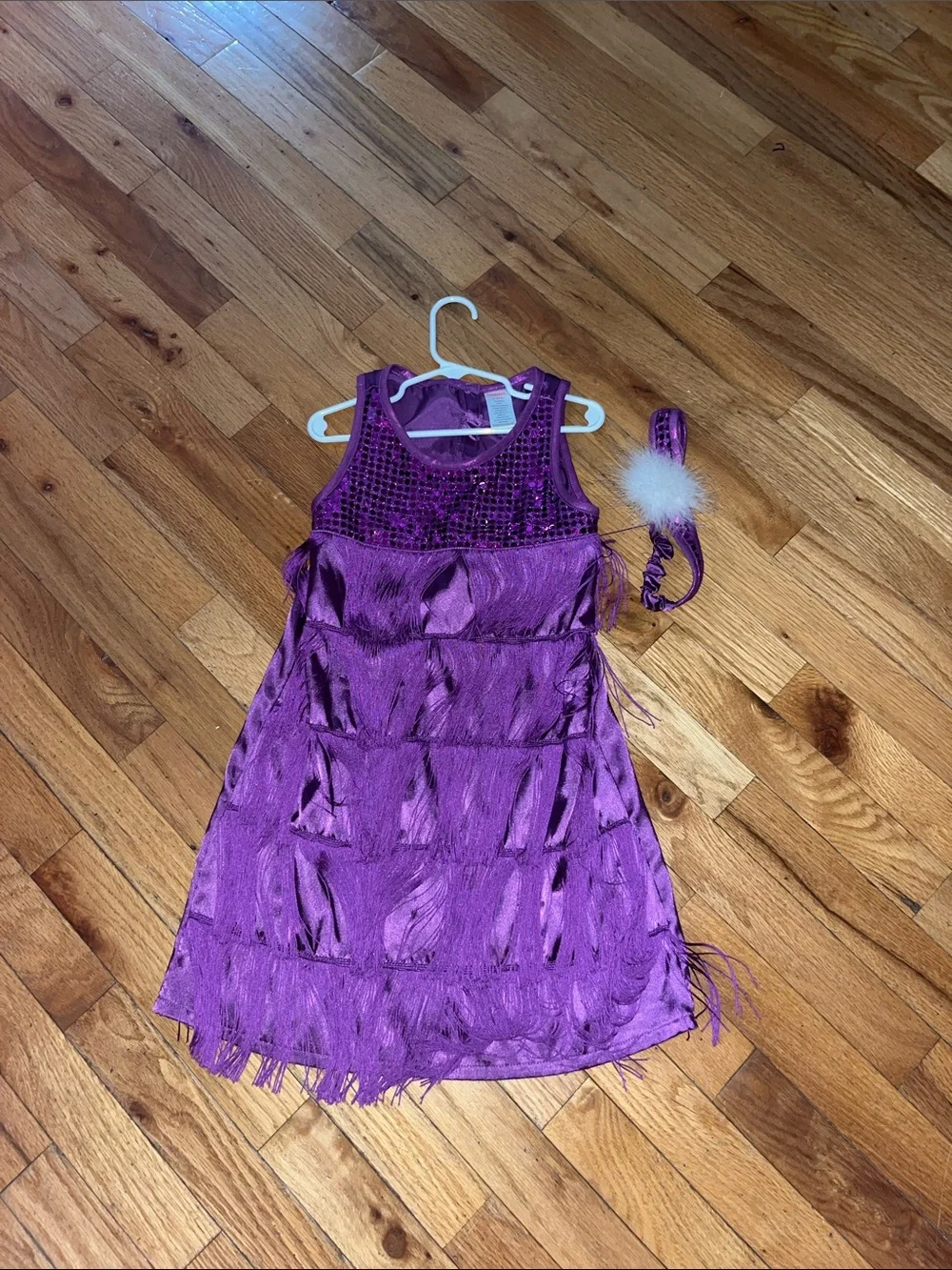 Gymboree Purple Sequin Fringe Dress with Pom Headband